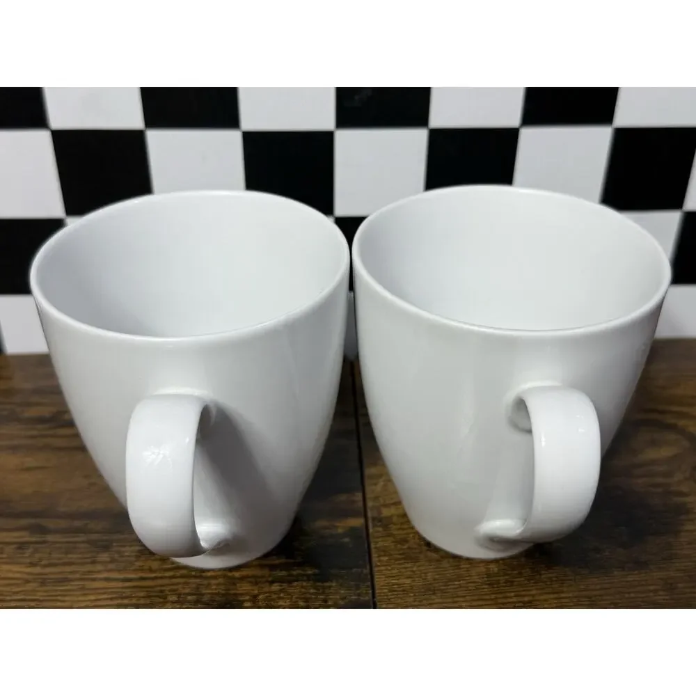 West Elm Porcelain Mugs 4” West Elm White Coffee Cups 12oz Set of 2